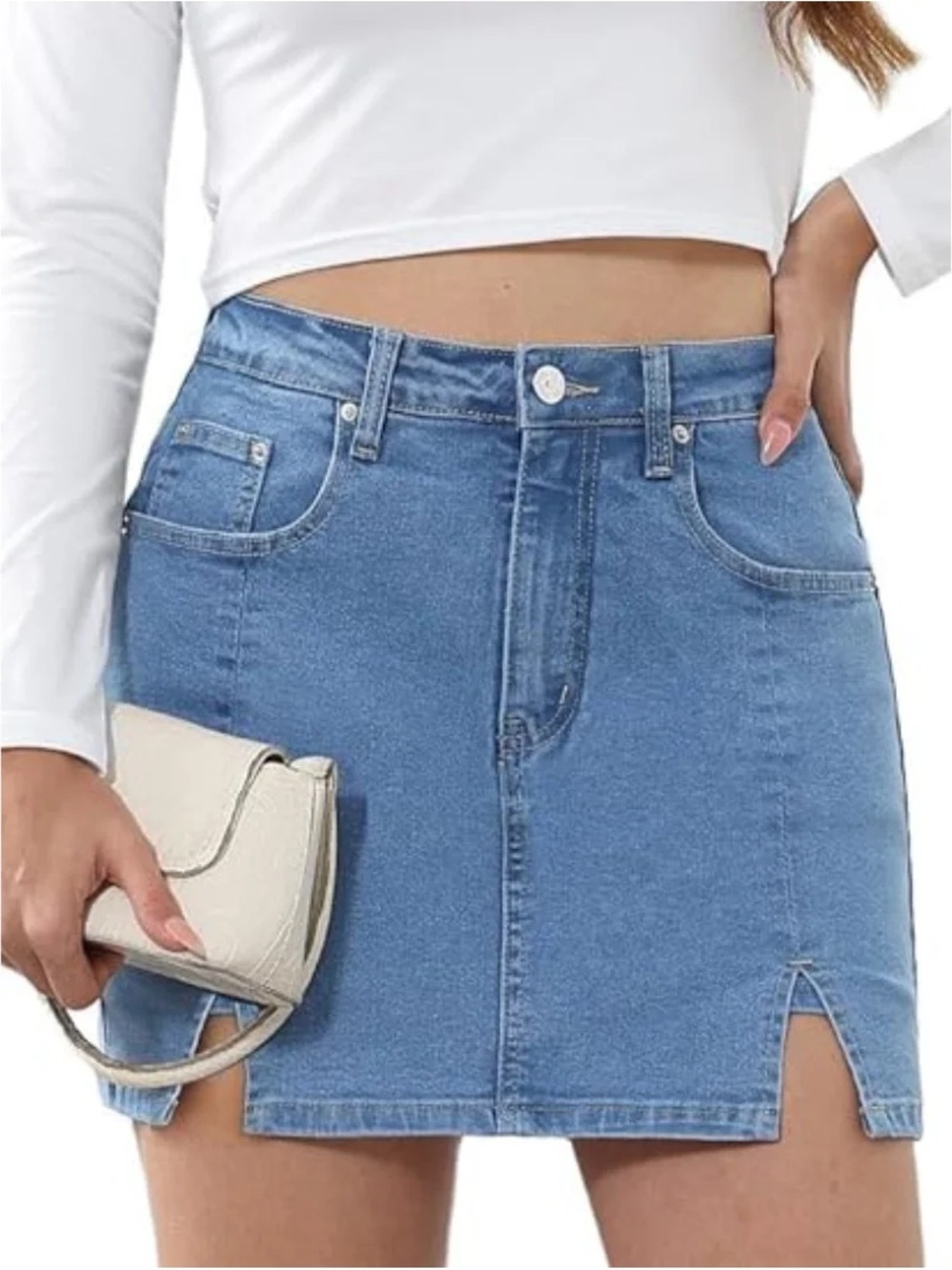 Classic Blue Denim Mini Skirt - Casual Women’s Skirt